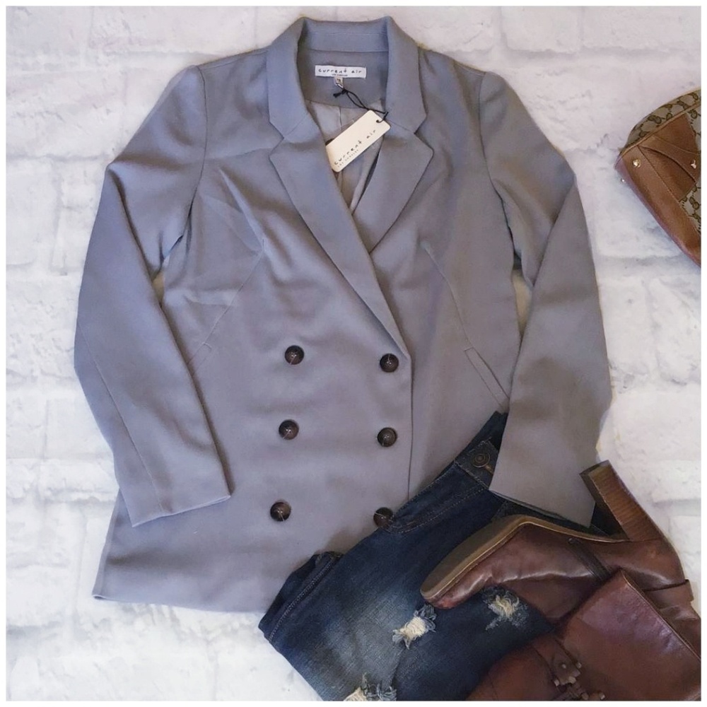 LAST ONE❗CURRENT AIR Anthro Slate Gray Chic Blazer - Picture 8 of 8